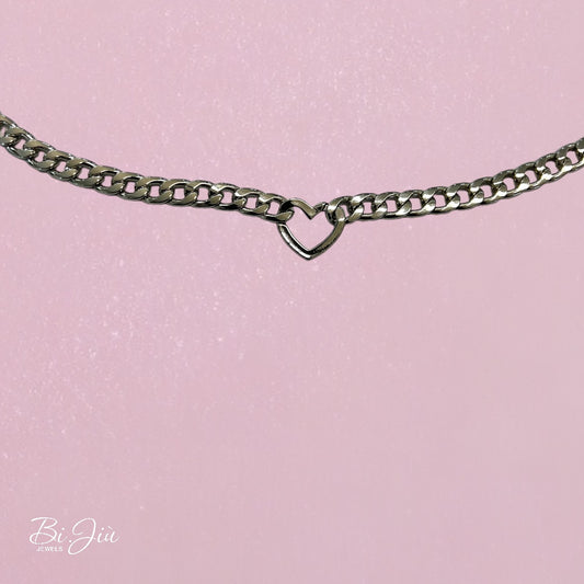 Collana chocker cuore silver