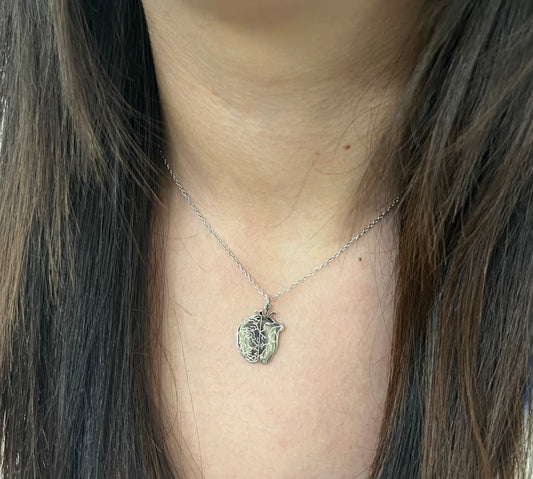 Collana testa cuore silver